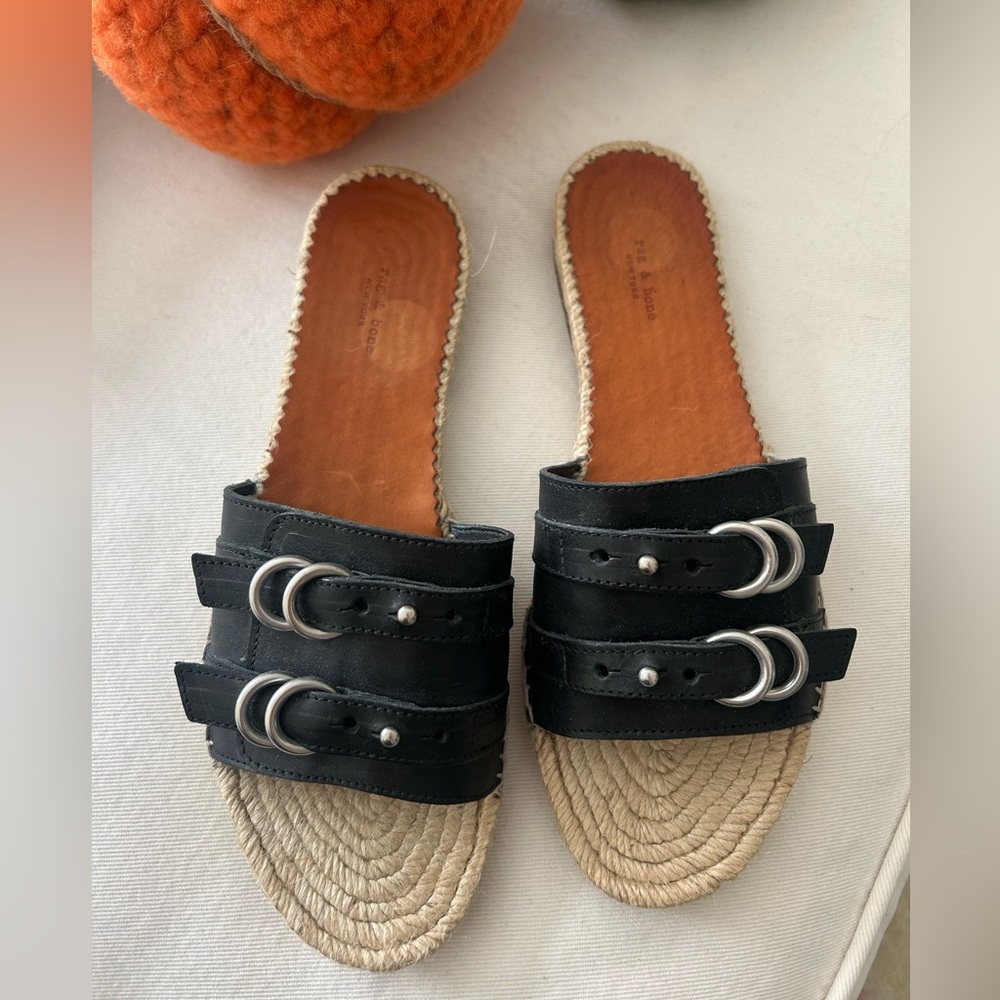 NEW Rag & Bone Jules Espadrille slide sandal, leather, jute, size EU 38 (US 8)